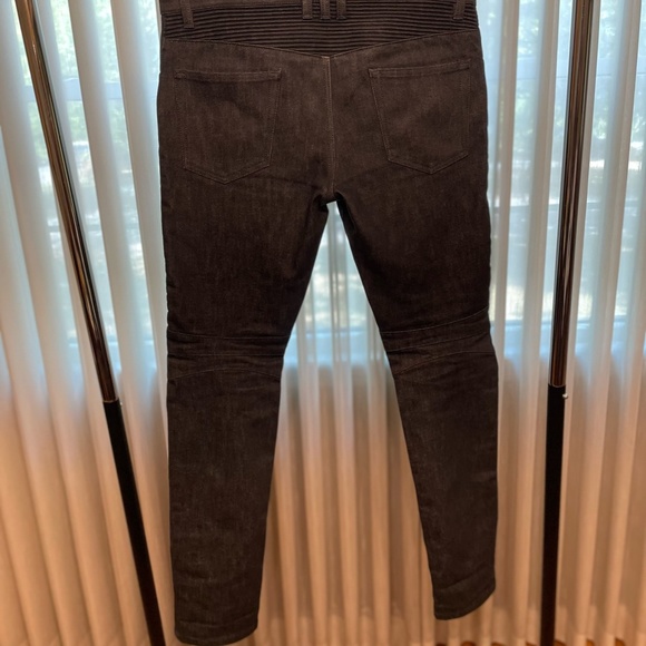 FW15 Black Balmain Biker Slim Stretch Denim Jean 33x32 - Picture 3 of 6